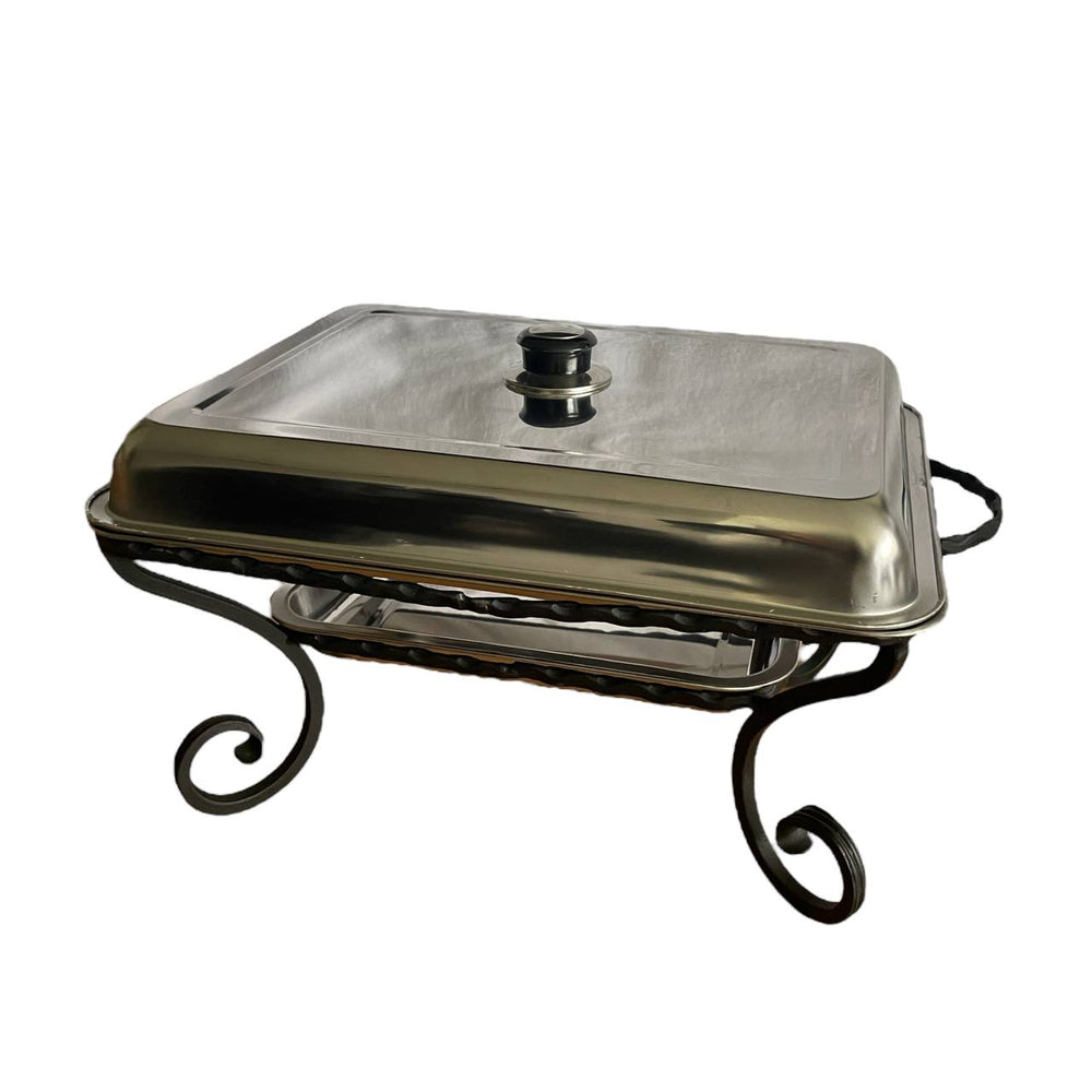 Stainless - Steel Chafin - Buffet Server with Iron Stand | Saj Charcoal Heated for Meat Shashlik - Large