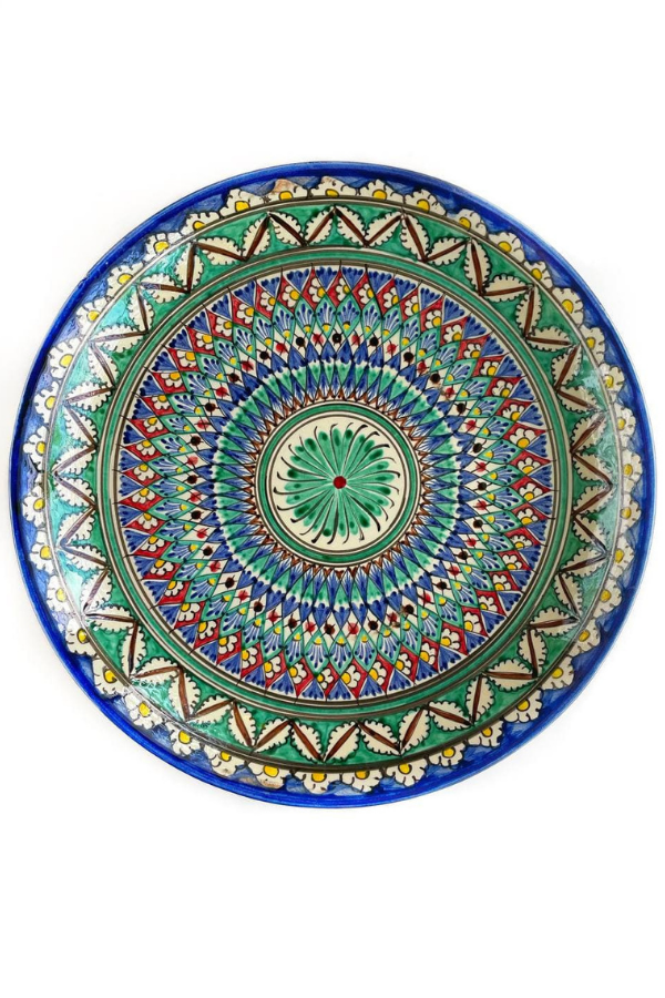 Ceramic Uzbek Plate Handmade, 16 1/2 in.
