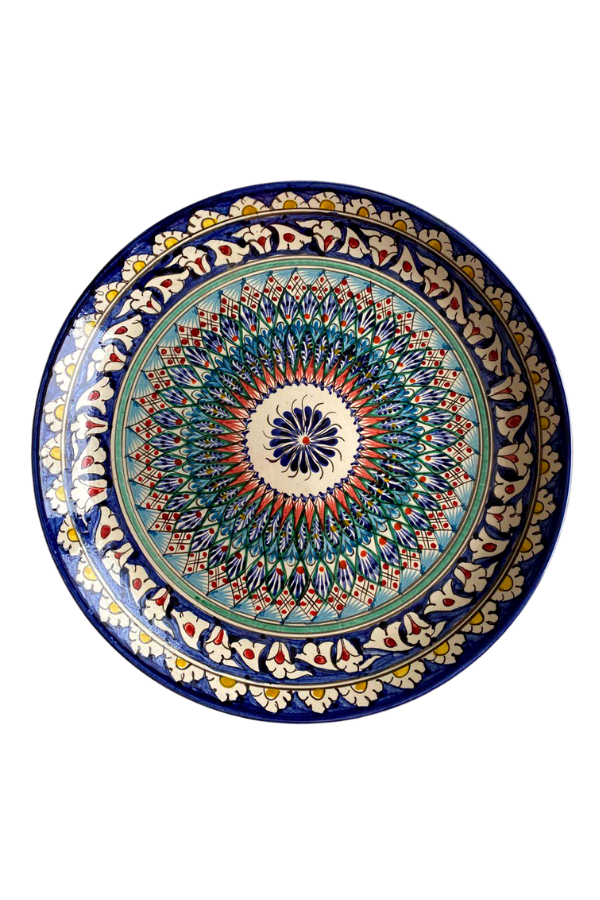 Ceramic Uzbek Plate Handmade, 14 in.