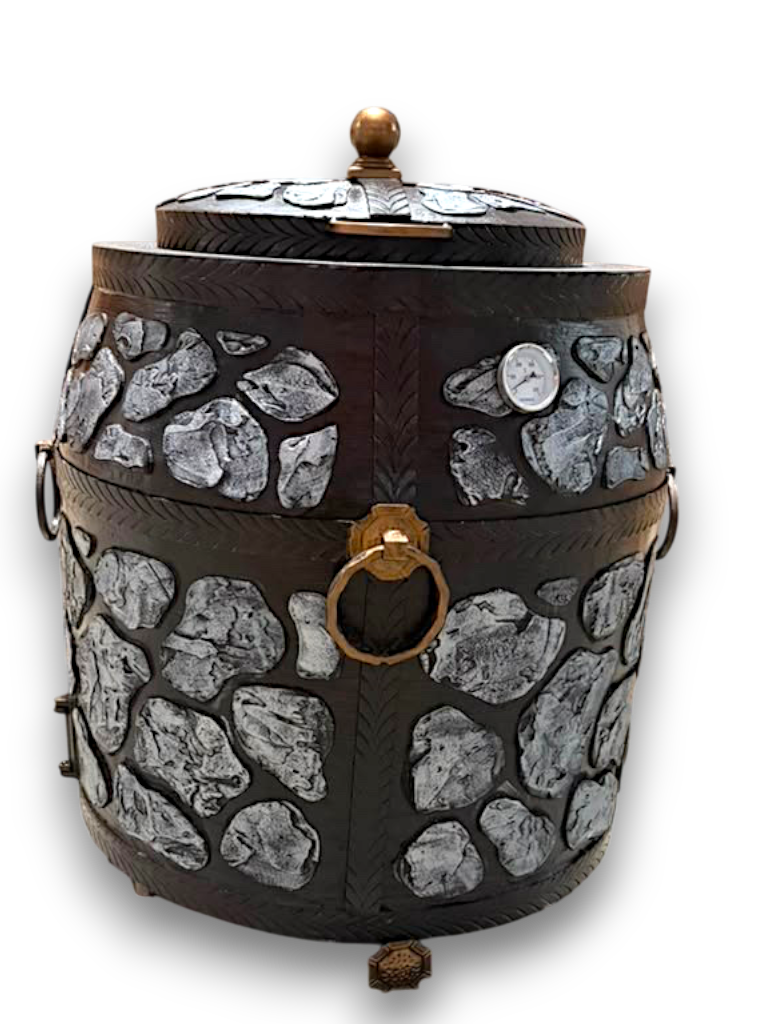 Tandoor Clay Oven Insulated Stone Set 180 Litres Black Silver Gas