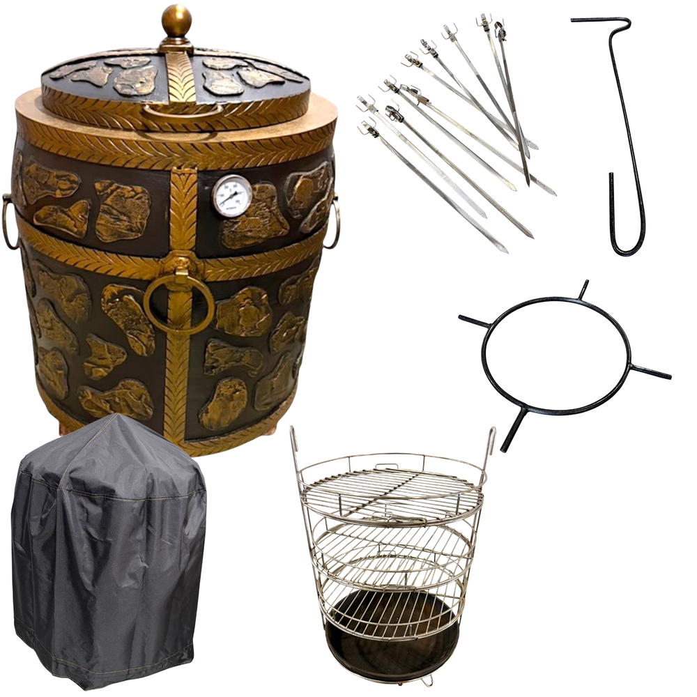 Tandoor Clay Oven Insulated Stone Set 80 Litres Gold Gold