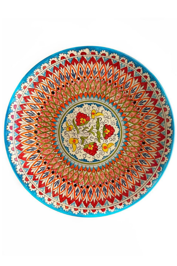 Ceramic Uzbek Plate Handmade, 16 1/2 in.