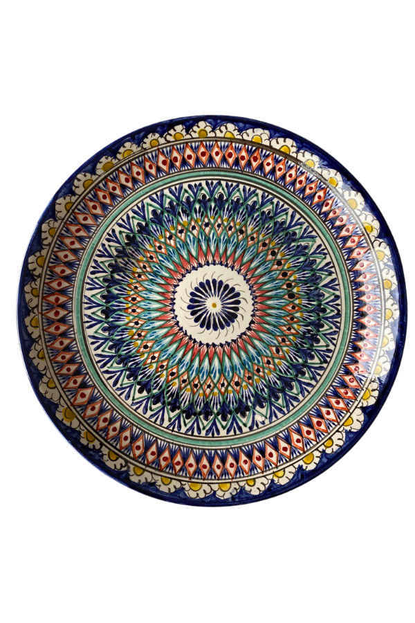 Ceramic Uzbek Plate Handmade, 14 in.