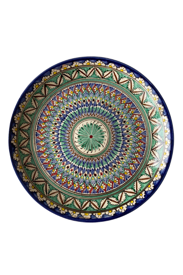 Ceramic Uzbek Plate Handmade, 14 in.